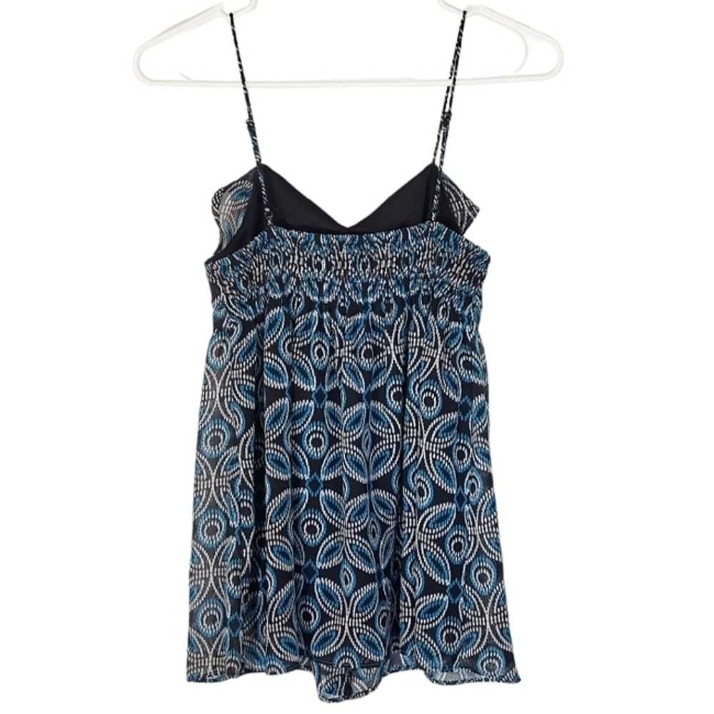 1042 * Candie's Geometric Floral Dot Print Tank Black Blue Size S - Picture 2 of 6